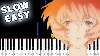 EVANGELION:3.33 ED - Sakura Nagashi - Hikaru Utada - SLOW EASY Piano Tutorial [animelovemen]