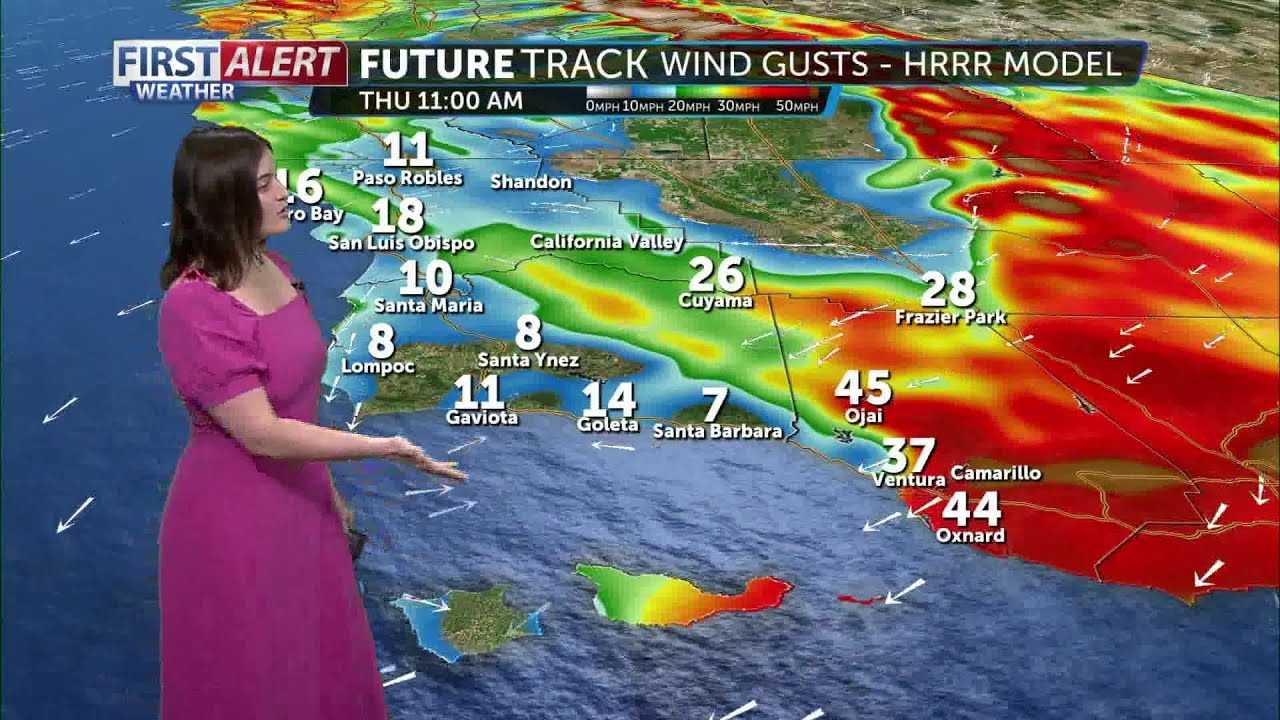 Strong Santa Ana winds continue Thursday - YouTube