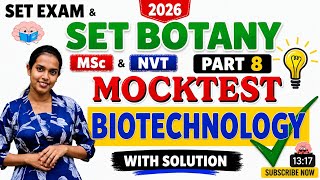 Biotechnology Mock Test for SET Botany 2026 | NVT BIOLOGY Exam Preparation 2026