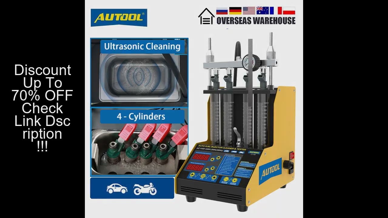 AUTOOL CT150 Car Fuel Injector Cleaner Tester 4 Cylinders Motorcycle Petrol Injection Nozzles Ultras