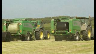 Two John Deeres with McHale Balers