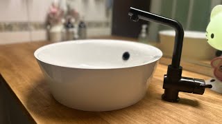 IKEA 檯面式KATTEVIK 臉盆｜LUNDSKÄR黑色水龍頭 DIY