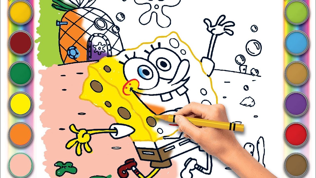 Drawing and Coloring Cheerful Spongebob Squarepants. - YouTube