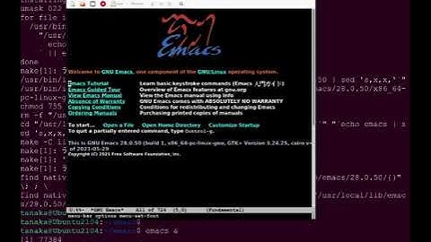 Silent video that slowly installs the development version of Emacs on Ubuntu 21.04.