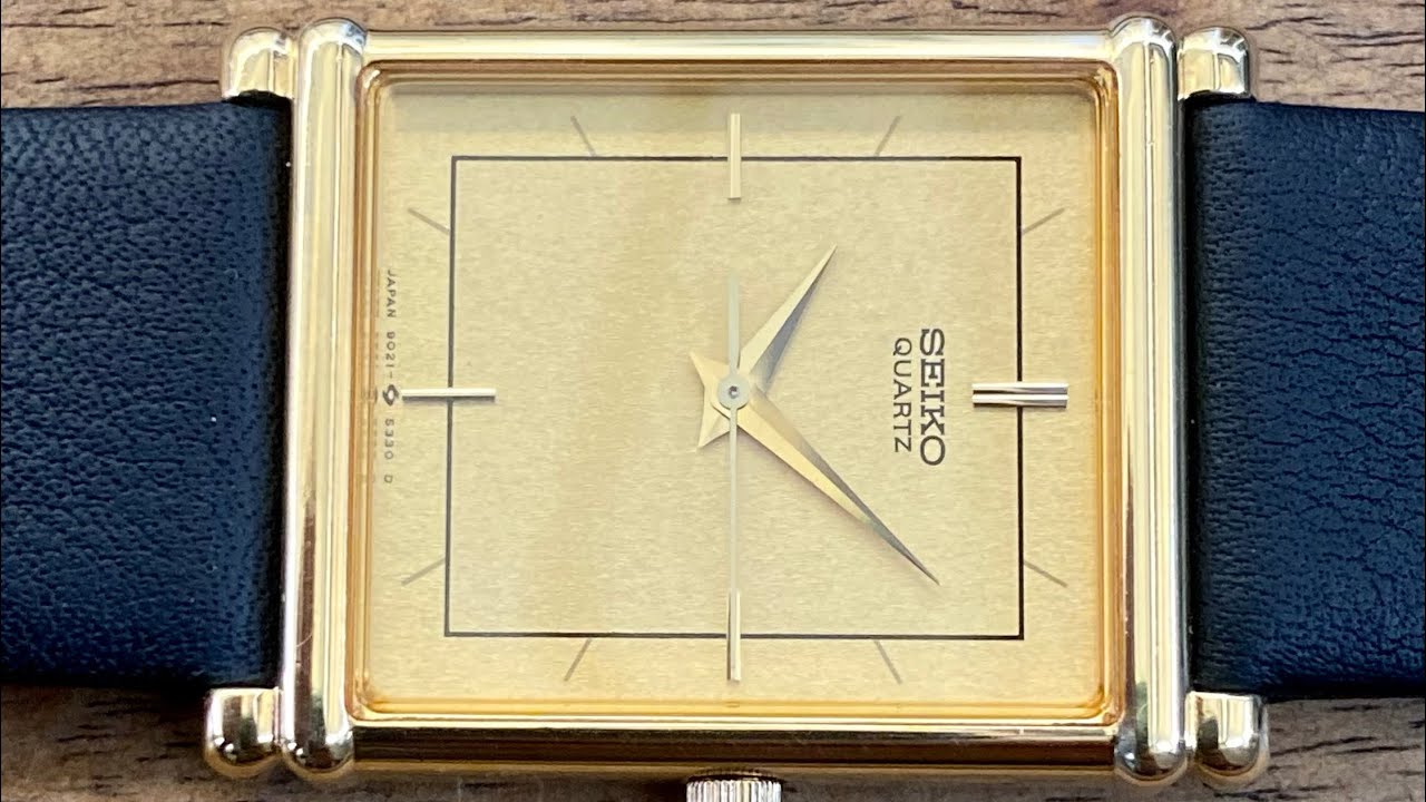 Vintage August 1984 Seiko Quartz 9021-5270 Gold Plated Tank Watch
