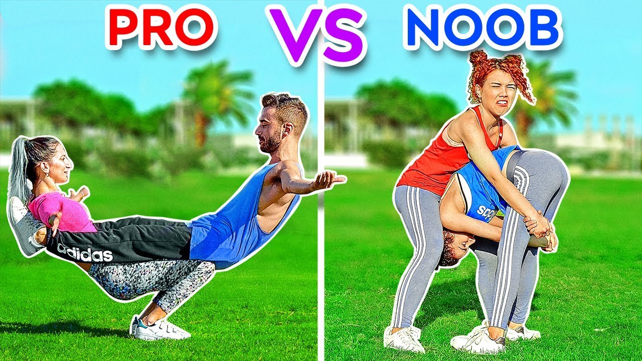 ⁣DESAFIOS ACROBÁTICOS! Profissionais VS. Novatas! Truques difíceis de ginástica por 123GO! CHALLENGE