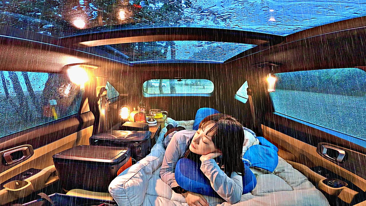 폭우 차박☔️ 몰아보기 . 끊임없는 빗소리 ASMR . 솔로 캠핑 브이로그 .