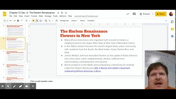 Chapter 13, Sec. 4: The Harlem Renaissance - Google Slides