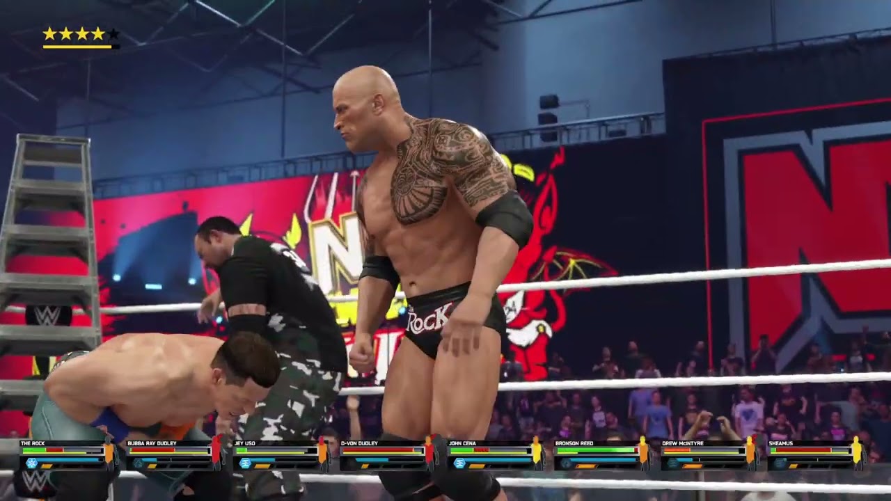 the Rock in action ladder match 8 man