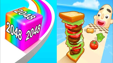 Jelly Run 2048 VS Sandwich Runner - Gameplay Walkthrough Android iOS