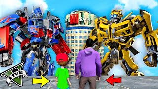 Transformers ကြီးတွေ မြို့ထဲမှာ ချကုန်ကြပြီ | Transformers Battle in GTA V screenshot 2
