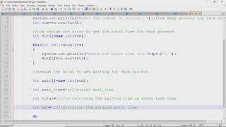 How to write the java program for SJF(Sortest Job First)?
