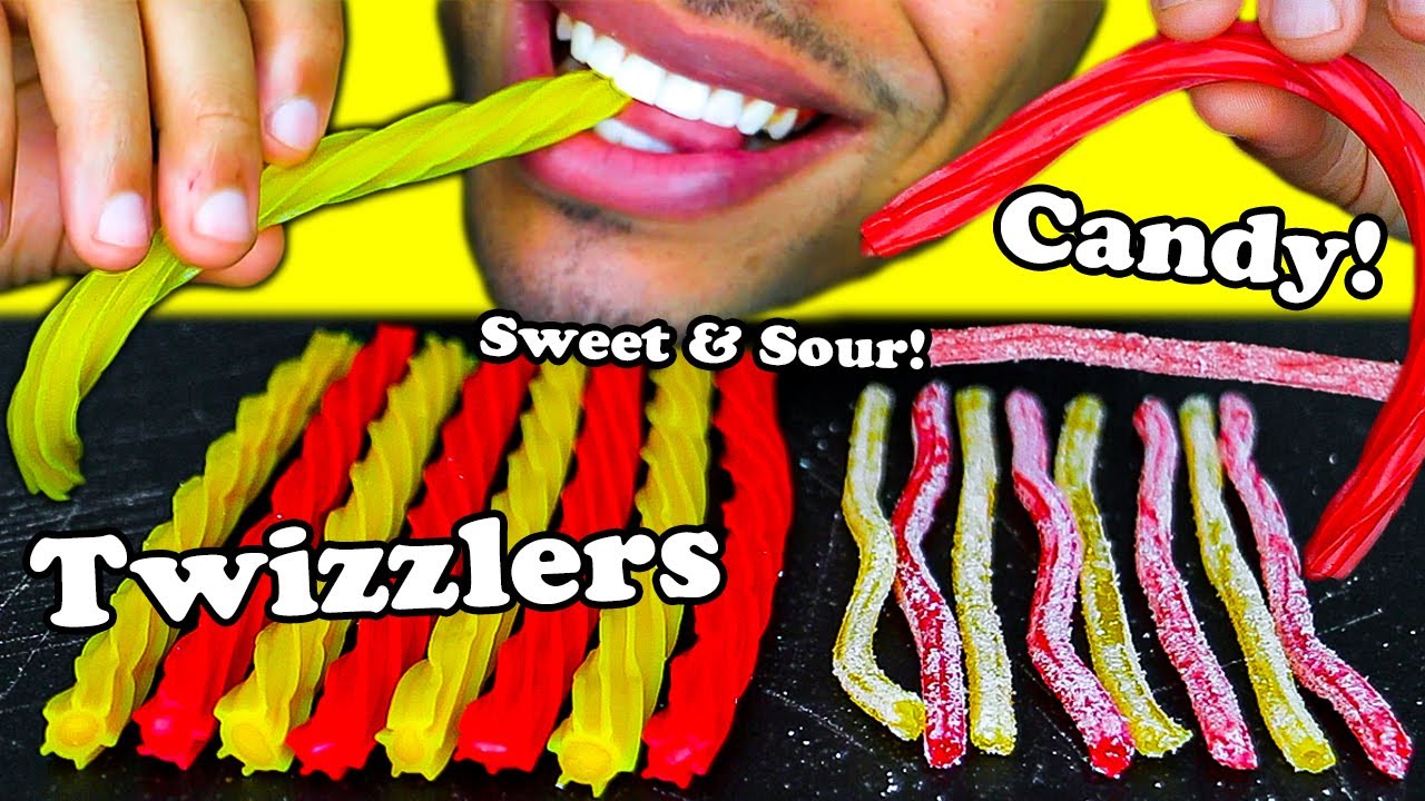 ASMR TWIZZLERS CANDY SWEET & SOUR STRAWS MUKBANG JERRY MOUTH EATING SOUNDS NO TALKING