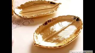 Gold Leaf Ceramic Plate Tray