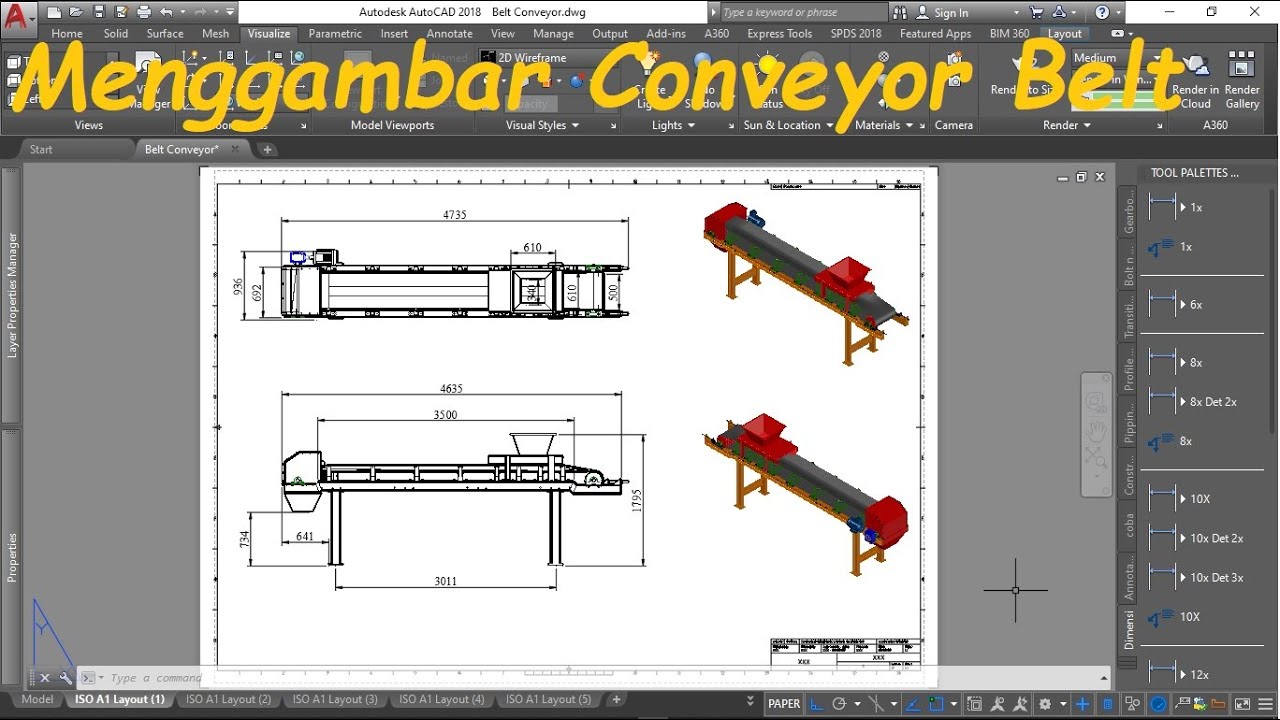 Tutorial Menggambar Conveyor Belt 3D Dengan AutoCAD Part 2 YouTube