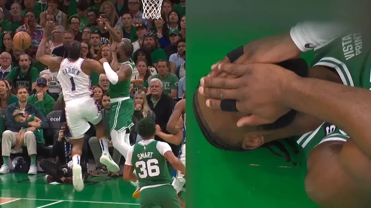 James Harden gets flagrant 1 for hitting Jaylen Brown in face after