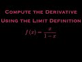 Computing The Derivative of a Rational Function Using The Limit Definition | Calculus I