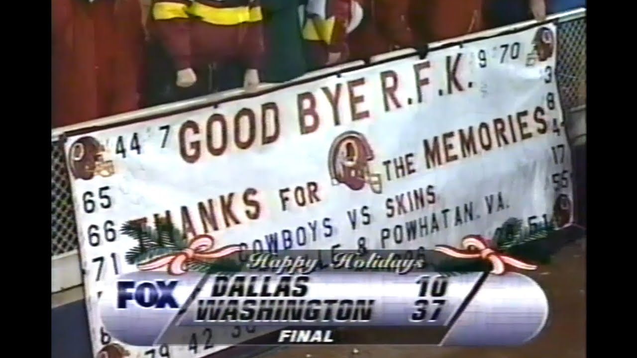 Washington Redskins Crush Dallas Cowboys 37-10 in Final Game at RFK Stadium 12-22-96
