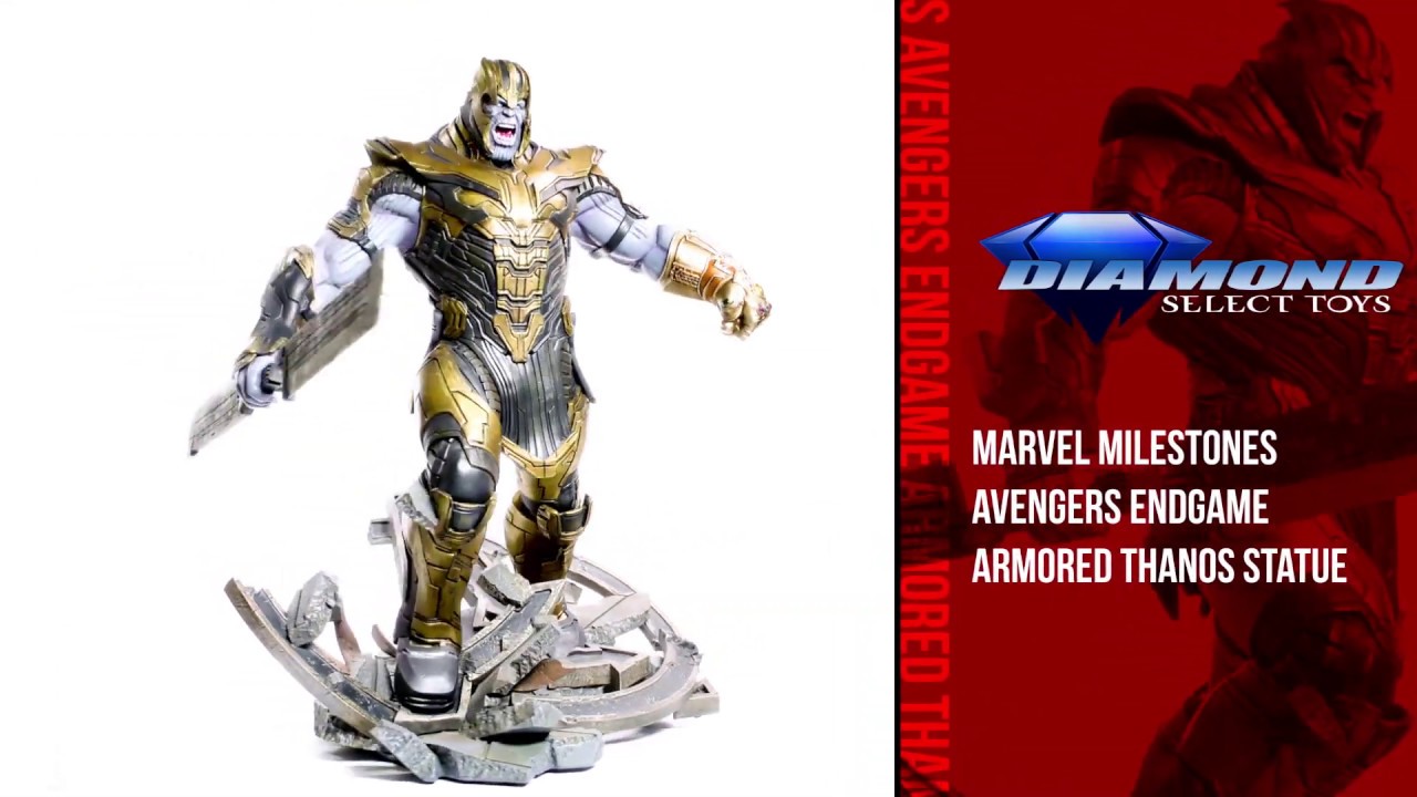Marvel Movie Milestones Avengers: Endgame Armored Thanos Statue Unboxing +  360