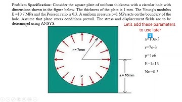 Structural analysis of a plate with hole by using parameters | Ansys APDL 2021 R|