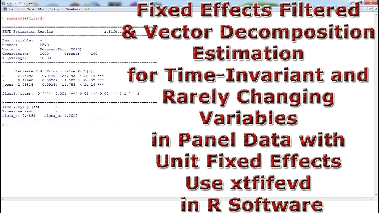 Fixed Effects Filtered & Vector & Forecast Error Variance Decomposition ...