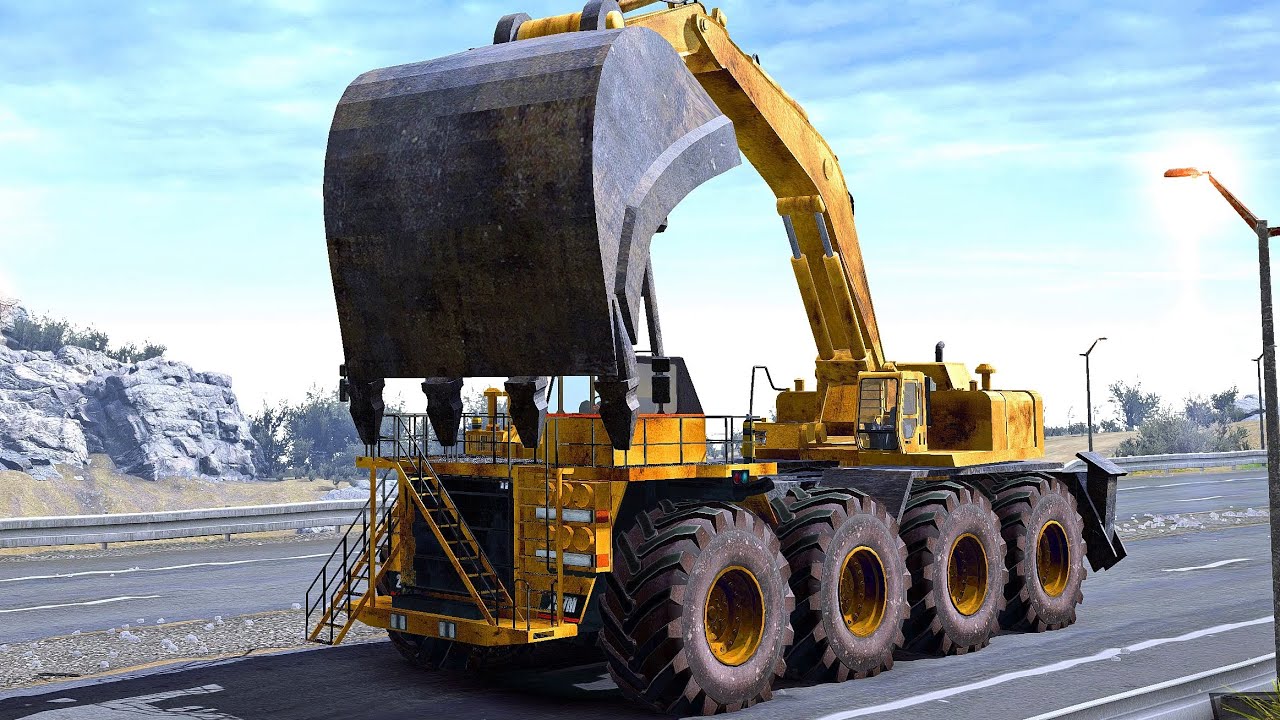 Really Huge! Excavator Caterpillar 8x8 | Spintires Mudrunner Gameplay