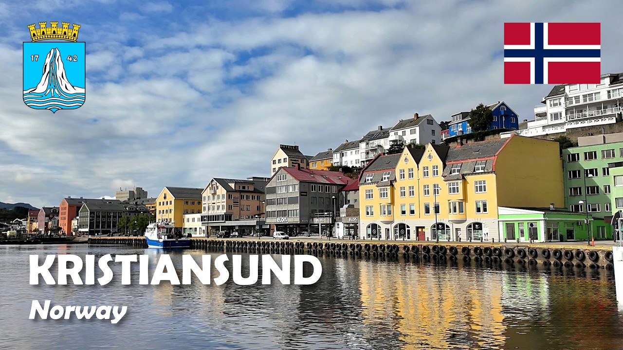 Kristiansund, Norway. A walking tour along the waterfront. 4K