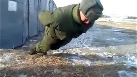 Russian Soldier Performs No-Hands Push Ups