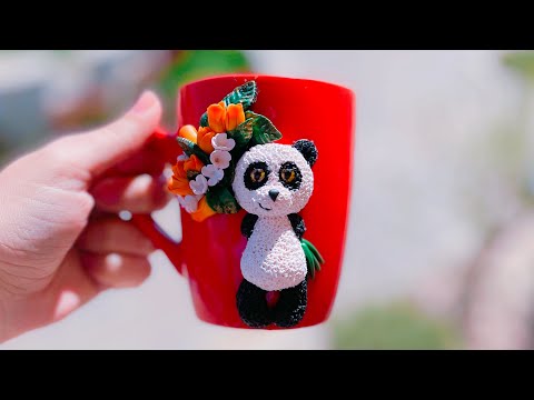 Polymer Clay Panda On A Mug Tutorial طريقة باندا بالصلصال حراري
