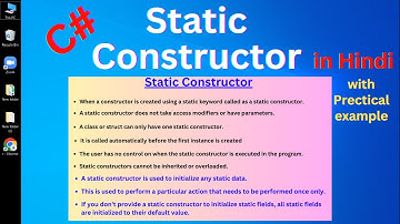 C# Static Constructor | In Hindi
