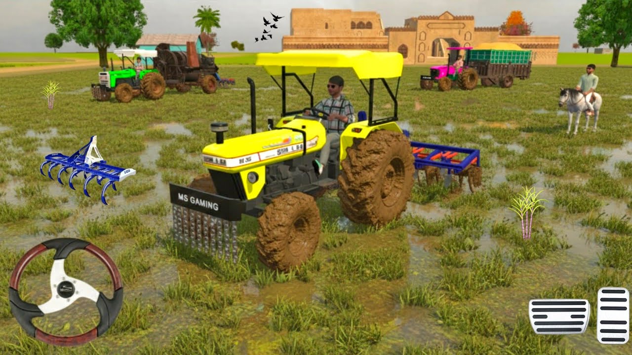 HORSE 🐴 , END 3 🚜 TRACTOR , CULTIVATOR , THRESHOR , TROLLEY FROM FARMING 🌾 3D GAM PLAY VIDEO 