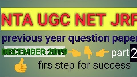 NTA UGC NET2021/ GEOGRAPHY/ PREVIOUS YEAR QUESTION PAPER DECEMBER 2019