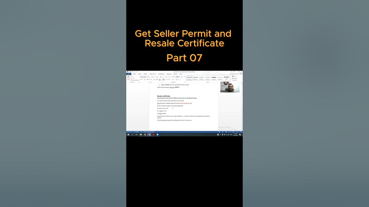 How to get seller permit and resale certificate for US LLC Part 07
