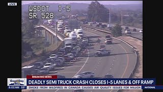 Semi driver killed in Lakewood I-5 ramp crash during police chase of robbery suspects