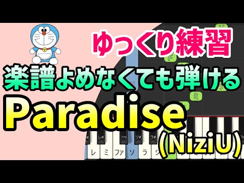【初心者でも弾ける】Paradise - NiziU（「映画ドラえもん のび太と空の理想郷」主題歌）＊ピアノ簡単アレンジ＊ドレミ付きゆっくり＊1本指＊片手だけ＊両手でも