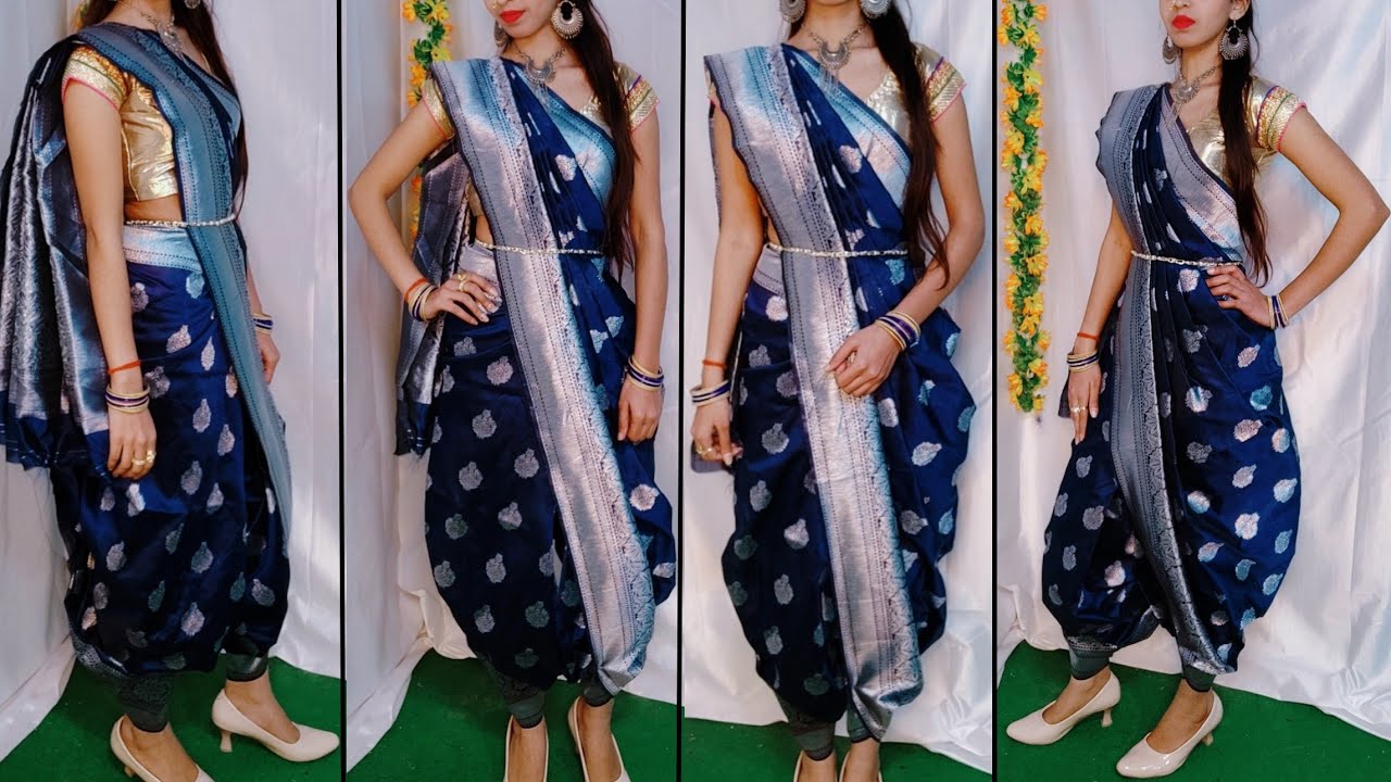 SILK SAREE DRAPING IN DHOTI STYLE|DHOTI STYLE SAREE DRAPING|HINDI Step by Step