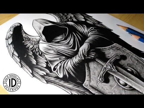 Desenhando Anjo Guerreiro - Desenho realista 100% a lápis grafite