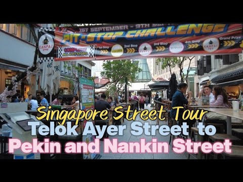 Telok Ayer Street to Pekin and Nankin Street. Walking Tour in Full HD. - Singapore Street Tour.