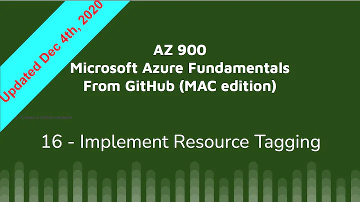 AZ 900 Github 16: Implement Resource Tagging Using Policy - Azure Fundamentals Dec 2020 Mac Edition