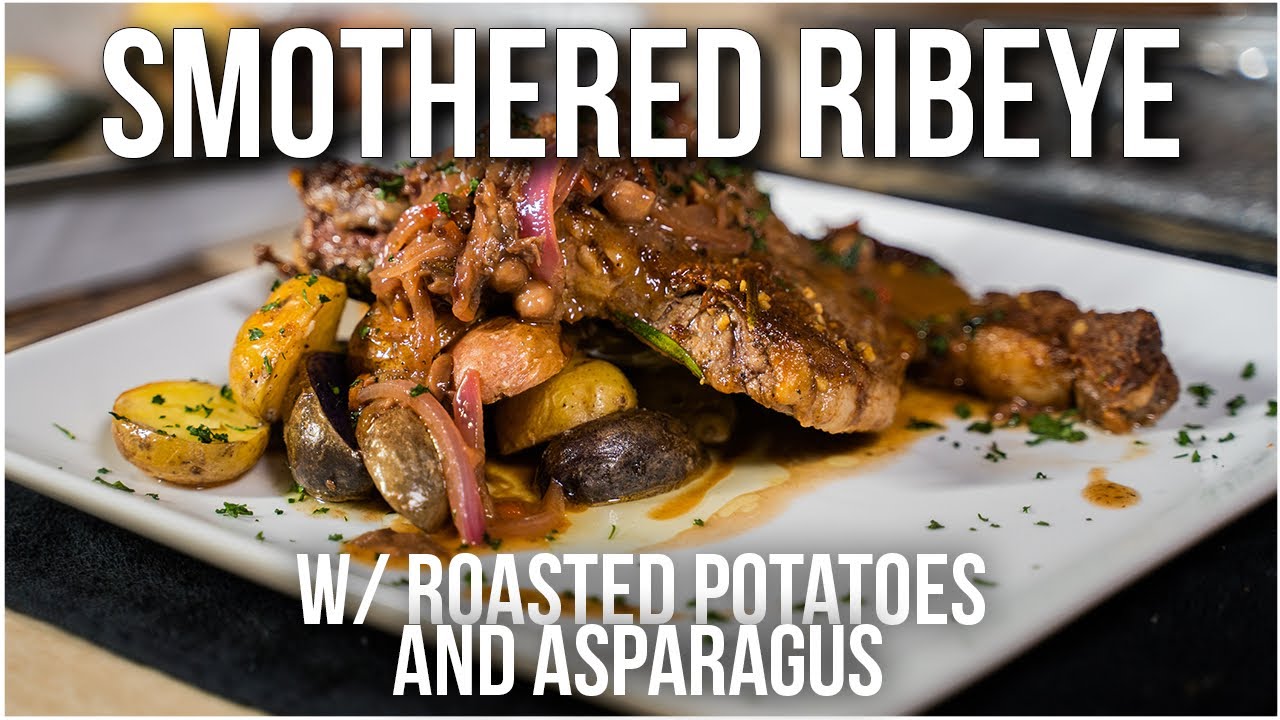 PERFECTLY COOKED SMOTHERED RIBEYE STEAK IN 15 MINS 🤯 SMOTHERED RIBEYE