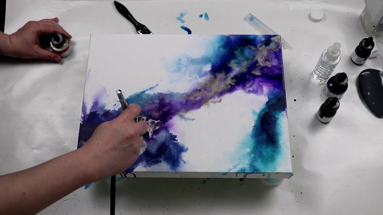 480) Acrylic Inks and Rubbing Alcohol! Mixed Media Acrylic Pouring  Technique 