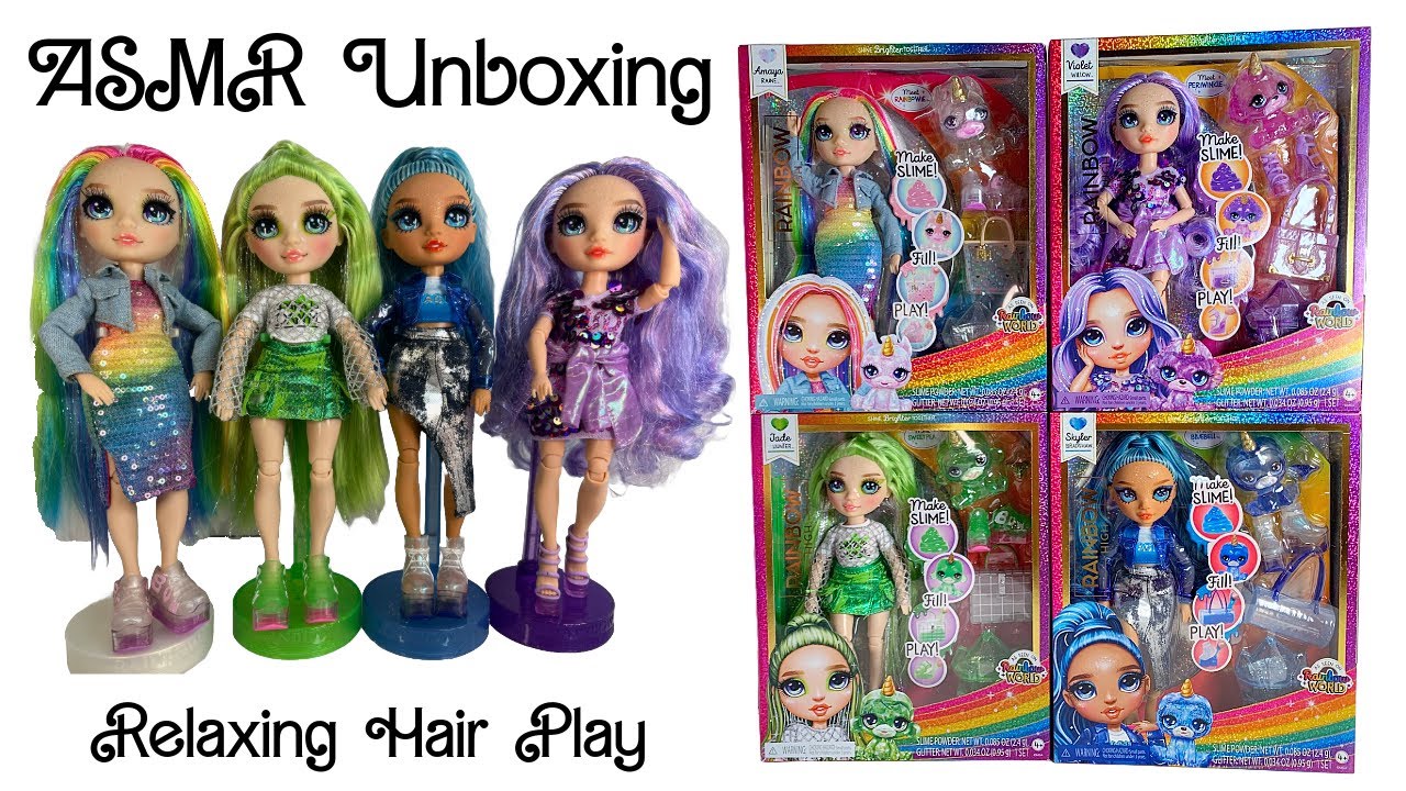 ASMR Unboxing Rainbow High Amaya Jade Skyler Violet Core Reboot Dolls w/Slime, Hair play, No Talking