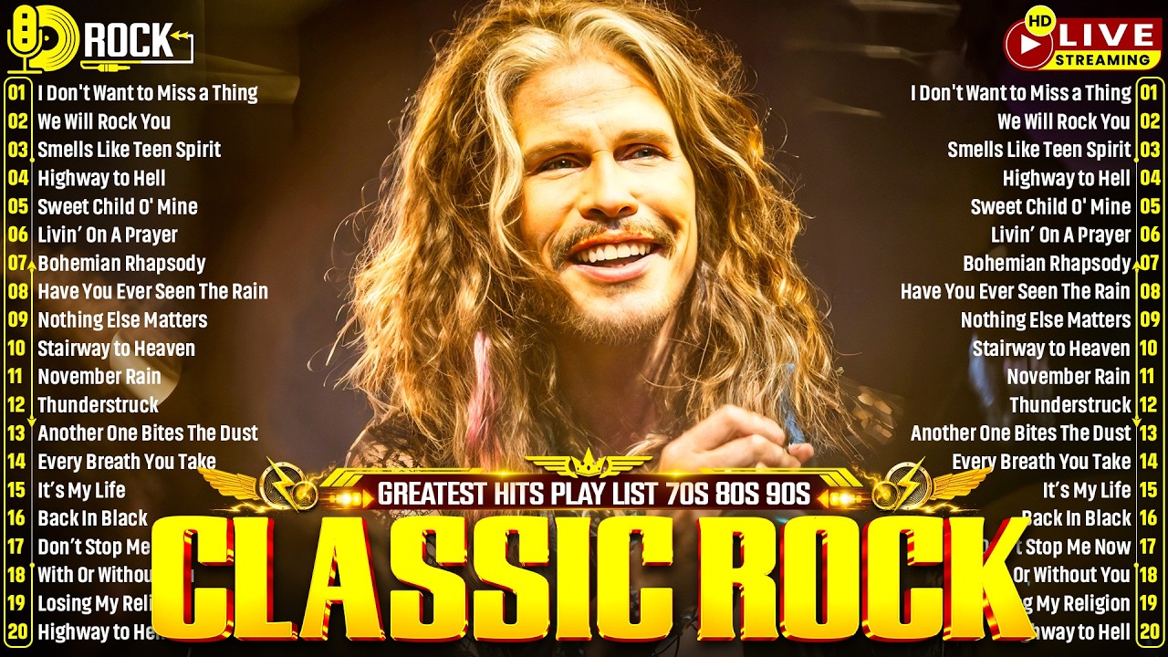 Aerosmith, Bon Jovi, AC/DC, Metallica, Nirvana, Queen 🔥 Classic Rock Songs 70s 80s 90s Full Album