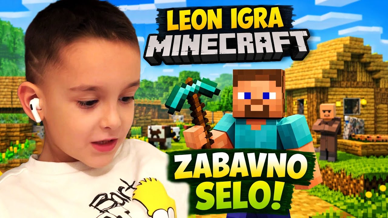Leon igra Minecraft | Zabavna epizoda u selu - YouTube