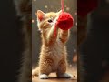 Cat jumping with ball