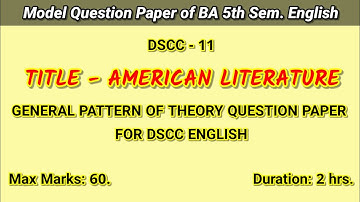 BA 5th Semester English DSC 11 Model Question Paper of American Literature