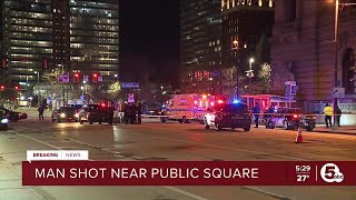 Man rushed to hospital after shooting at bus stop near Public Square