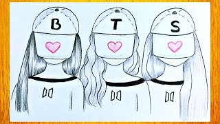 Cómo dibujar tres hermanas / Cómo dibujar tres mejores amigas / Dibujo  simple BTS Army - thptnganamst.edu.vn