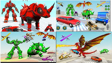 Rhino Robot Truck Robot Car: Helicopter Robot Game - Android Gameplay , By Games hole- part 2