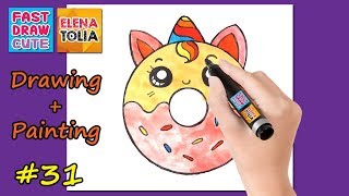 unicorn easy donut draw drawing painting